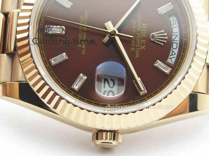 1219 Day Date 40mm RG BP Maker Best Edition Brown Dial Diamond Markers On RG Bracelet A ZeroBulk 3689